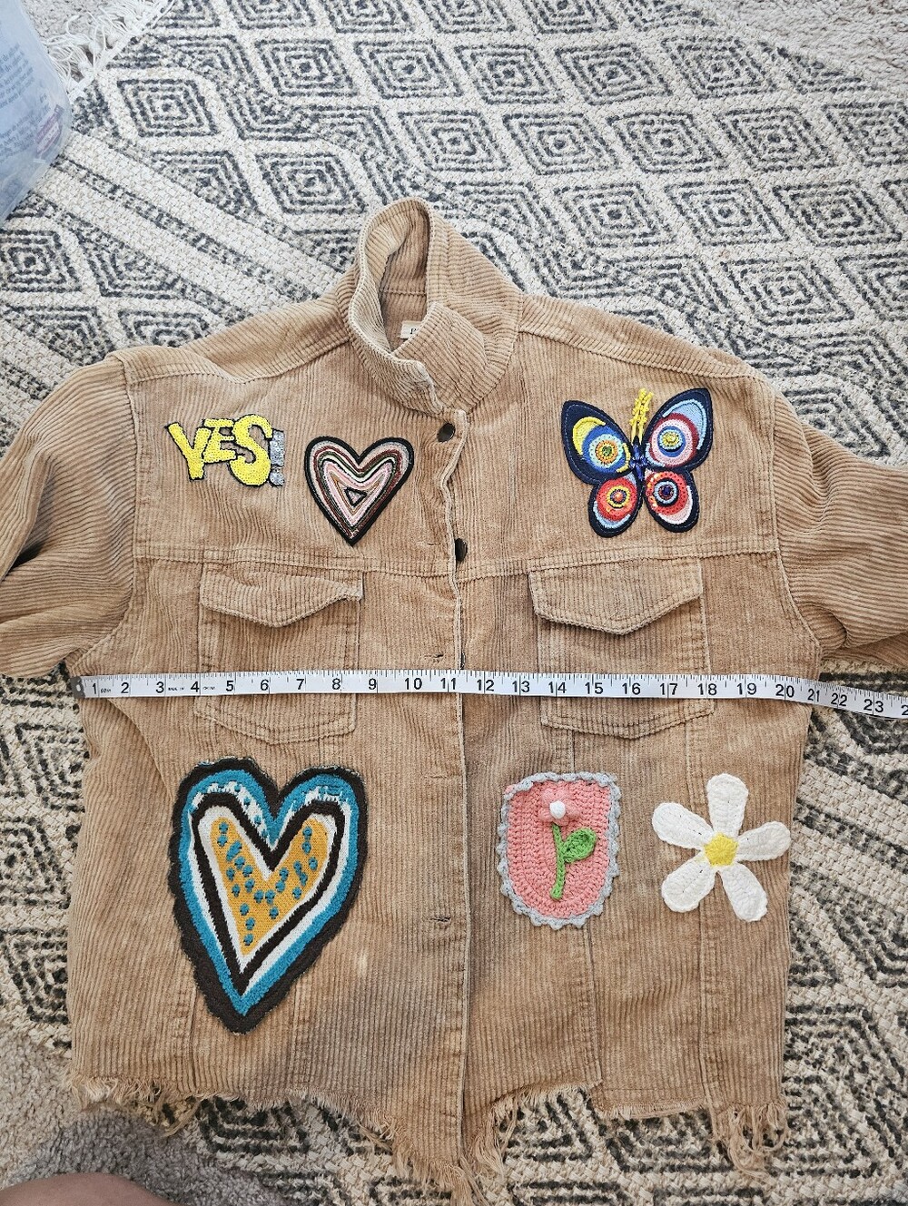 POL Corduroy Patch Sequince Crochet Jacket Size M - Picture 7 of 7
